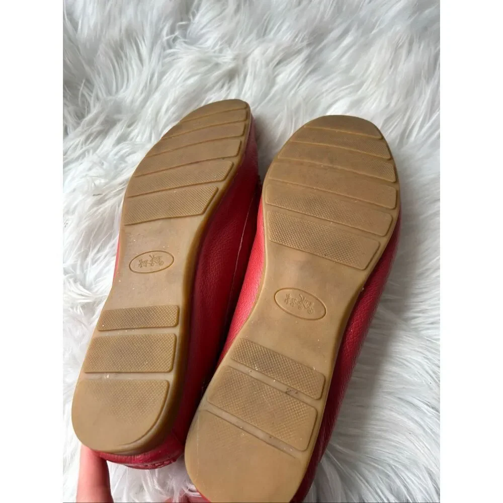COACH Olive Horsebit Leather Slip-On Loafers Women's Sz 10 orange - Picture 4 of 5